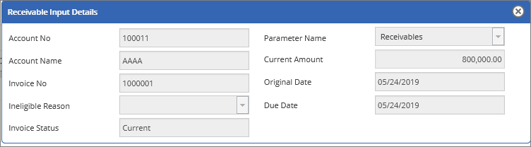  Receivable Input Details